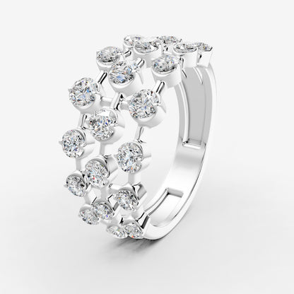 Amara 3 Line Diamond Ring in 18K White Gold