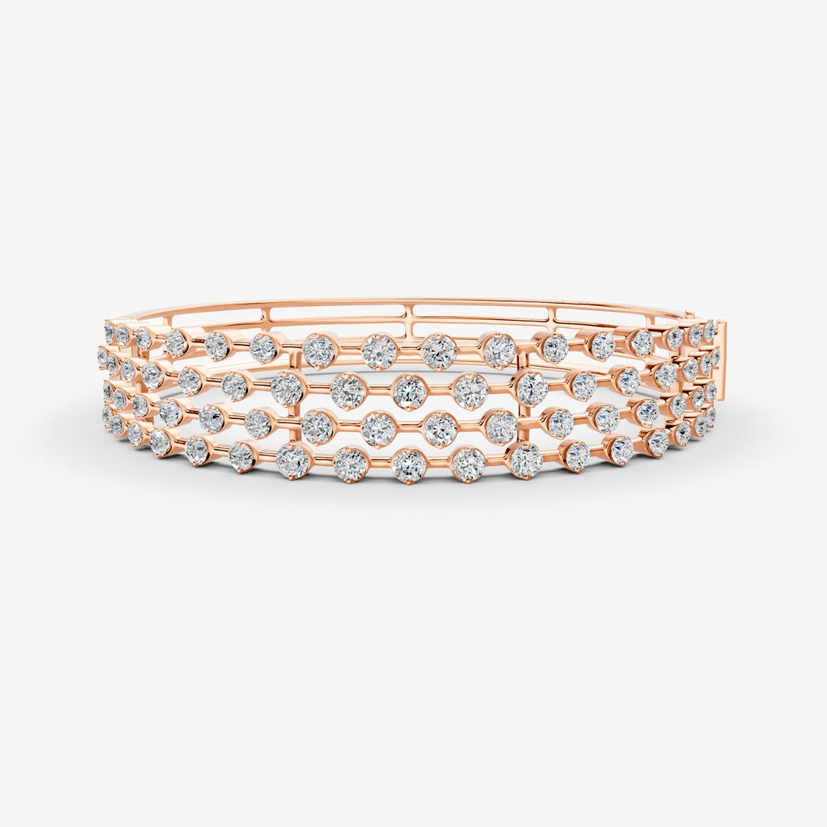 Amara 4 Line Diamond Bangle - Rose Gold