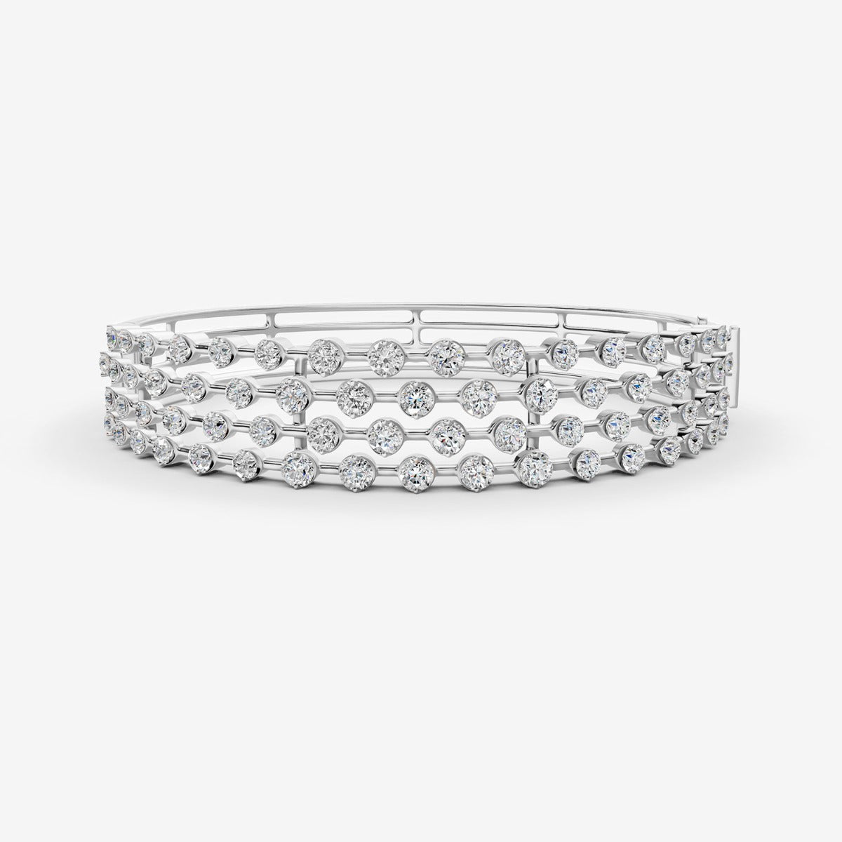 Amara 4 Line Diamond Bangle - White Gold