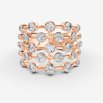 Amara 5 Line Diamond Ring in 18K Rose Gold