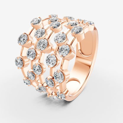 Amara 5 Line Diamond Ring in 18K Rose Gold