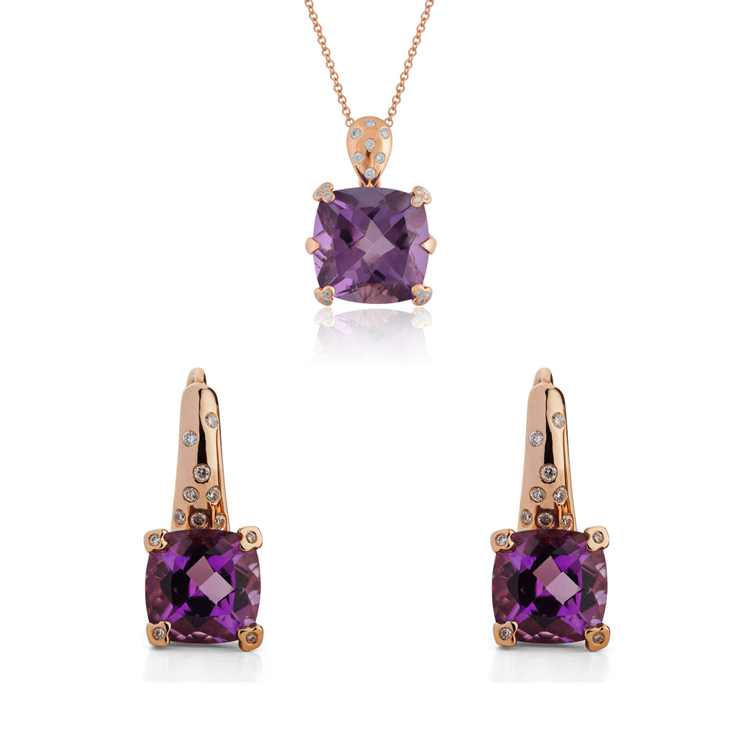 Cushion Shaped Amethyst Set