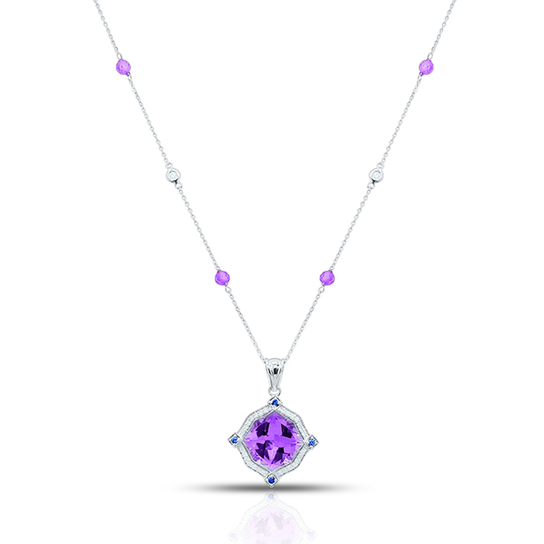 Precious Amethyst Pendant with Designer Chain