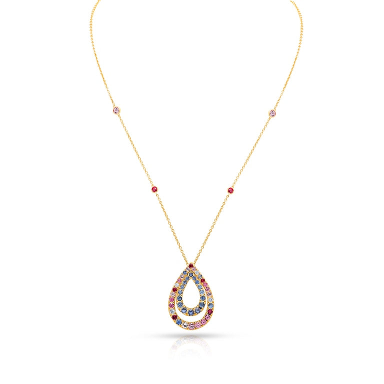 Precious Fancy Drop Shaped Colored Stones Pendant