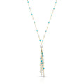 Sakura Pearl & Turquoise Tassel Necklace - Pearl Size (Medium)