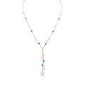 Sakura Y-Necklace with Pearl & Turquoise