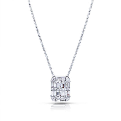 Mirage Emerald Cut Baguette & Round Diamond Pendant