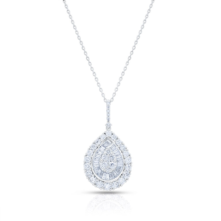 Mirage Diamond Pear Pendant in White Gold