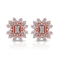 Flower Earrings in Emerald-cut and Marquise shaped Diamond in 18K Rose Gold