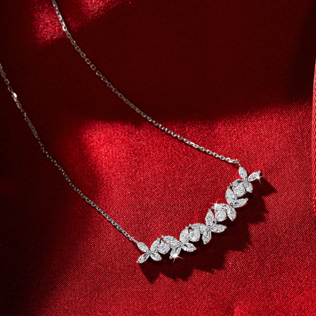 Red Carpet Round and Marquise Diamond Flower Necklet