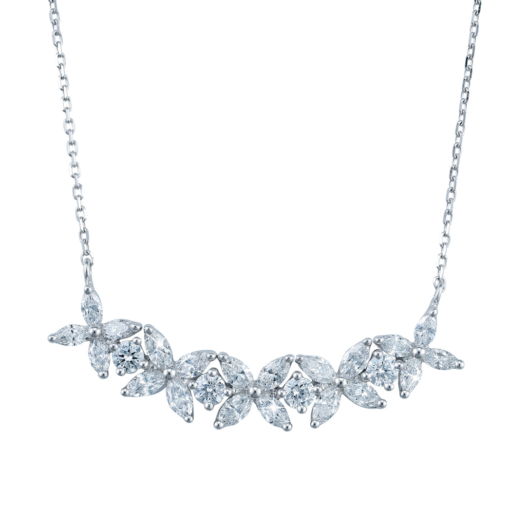 Red Carpet Round and Marquise Diamond Flower Necklet