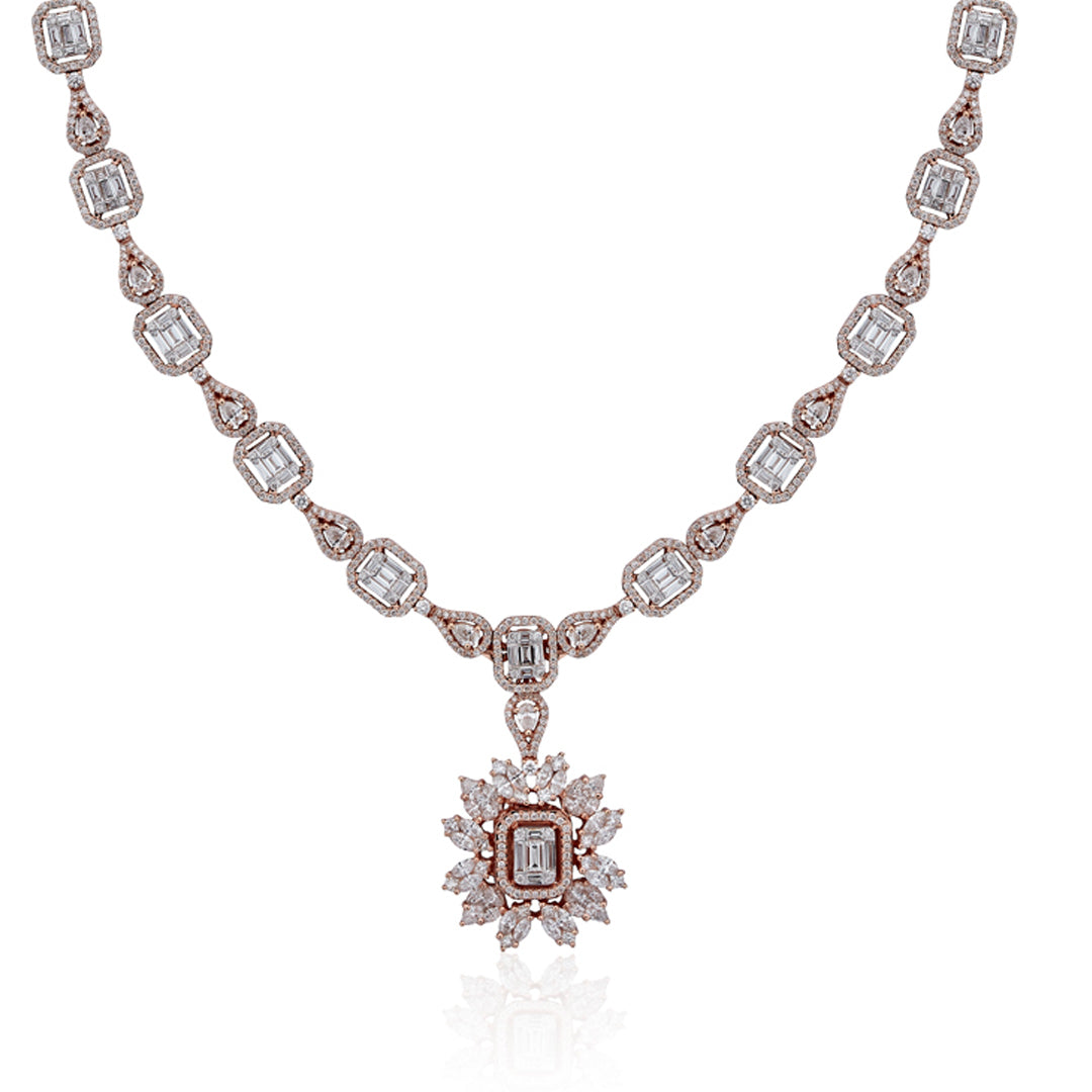 Red Carpet Rose Gold Diamond Sunburst Necklace