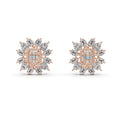 Flower Earrings in Emerald-cut and Marquise shaped Diamond in 18K Rose Gold