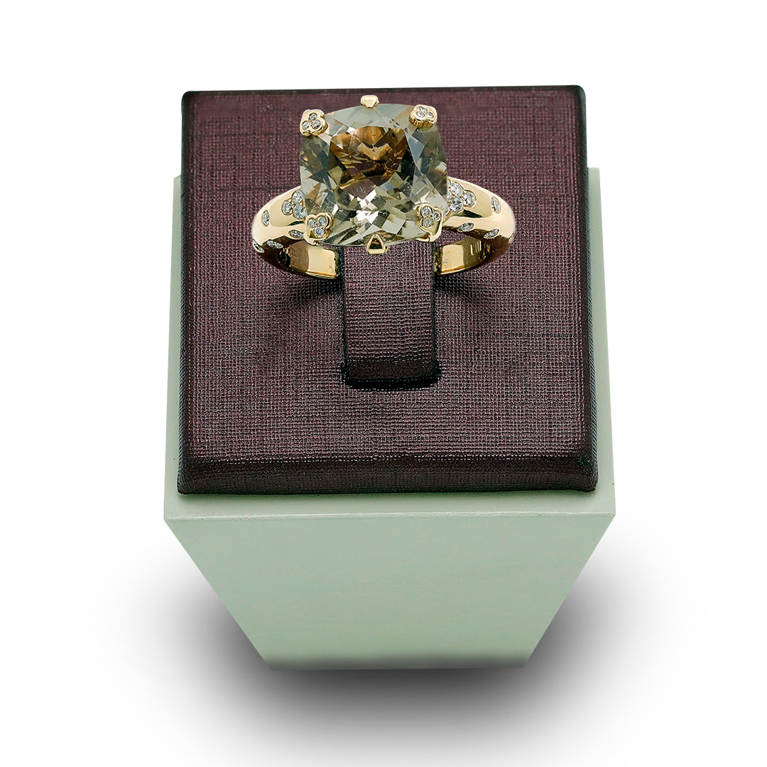 Precious Smokey Quartz & Diamond Band Ring