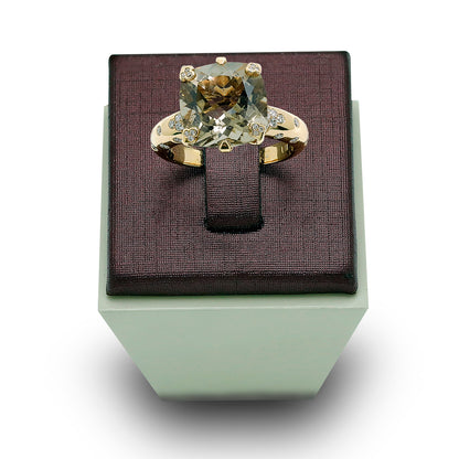 Precious Smokey Quartz & Diamond Band Ring