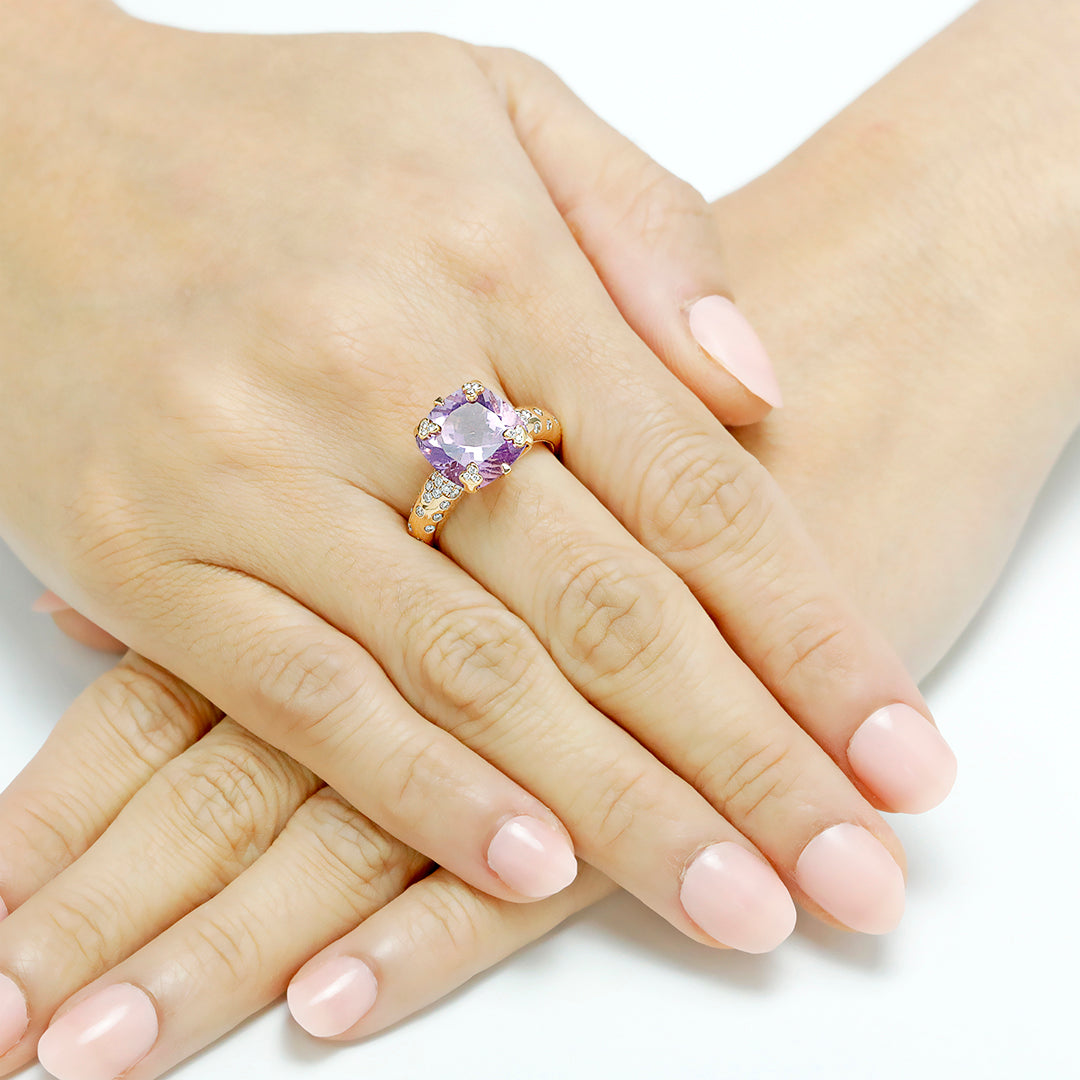Precious Amethyst & Diamond Band Ring
