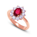 Precious Rose Gold Ruby & Diamond Halo Ring