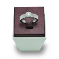 Engagement ring with diamond band in 18K white gold