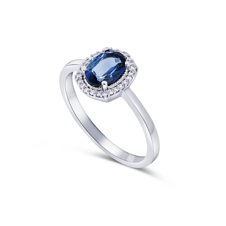 Precious Oval Shaped Blue Topaz Ring