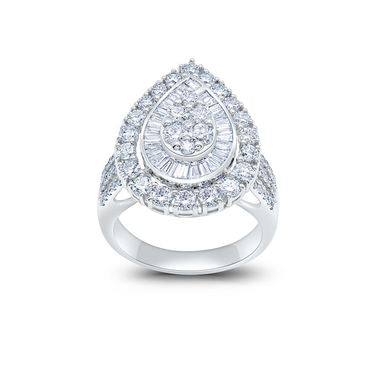 Mirage Large Pear Diamond Engagement Ring in White Gold