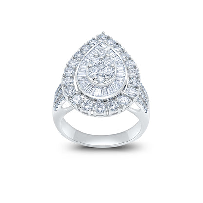 Mirage Pear Diamond Engagement Ring in White Gold