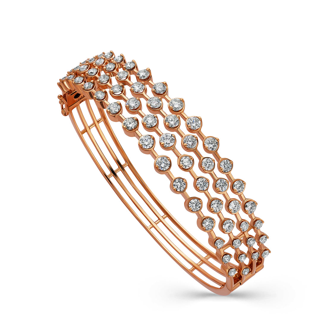 Amara 4 Line Diamond Bangle - Rose Gold