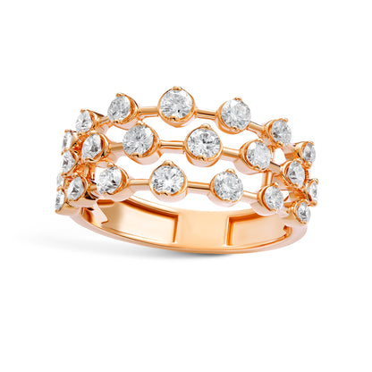 Amara 3 Line Diamond Ring in 18K Rose Gold