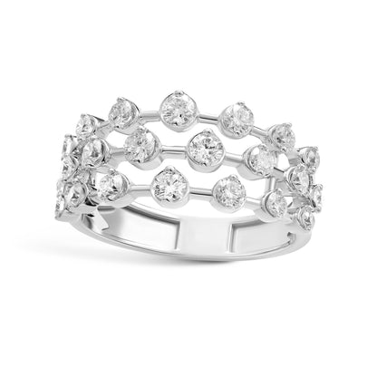 Amara 3 Line Diamond Ring in 18K White Gold
