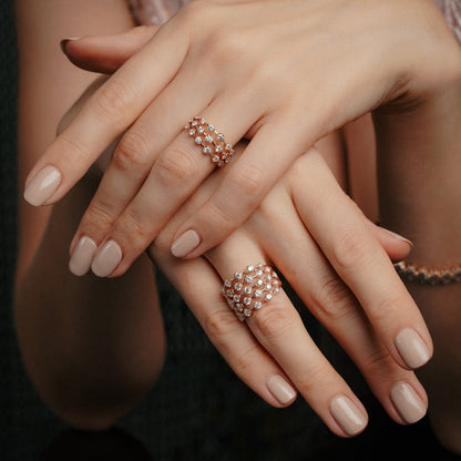 Amara 5 Line Diamond Ring in 18K Rose Gold