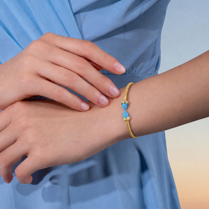 Tessitore Luxe Tubogas Bangle with Turquoise & Diamonds