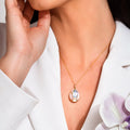 Sakura Blue Topaz Love Drop necklace-Rose Gold