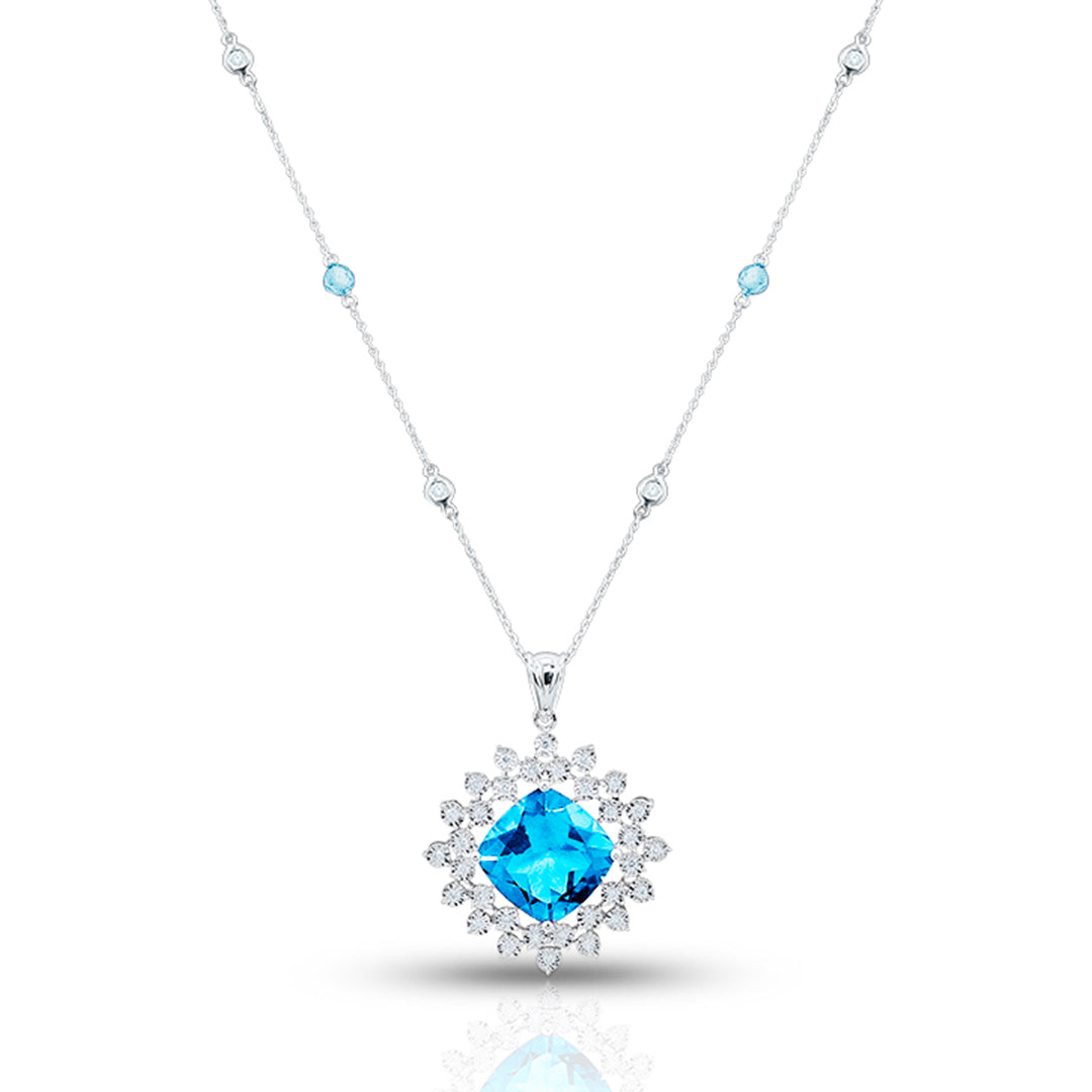 Precious Nouf Blue Topaz Cushion Pendant