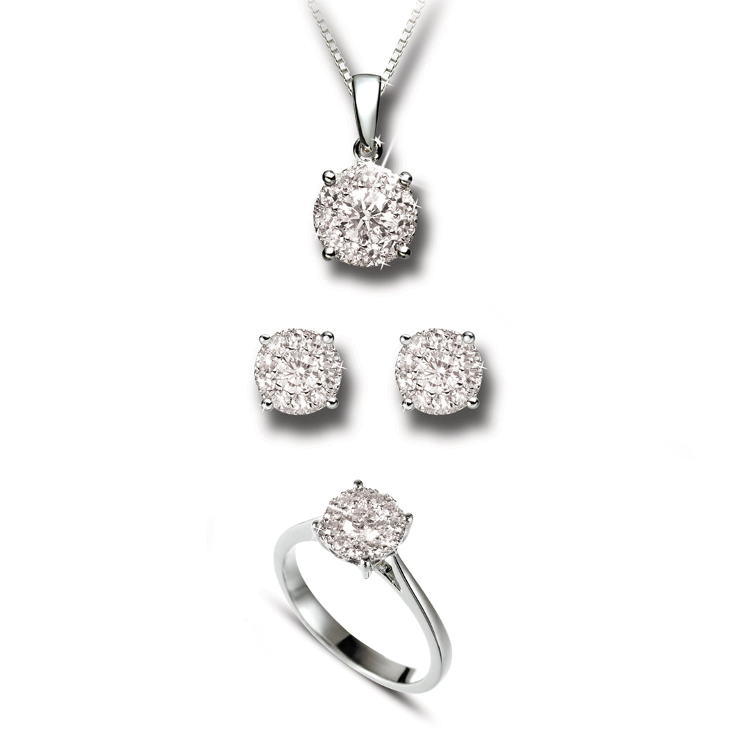 Mirage Pendant Earring & Ring 1 Ct look Set