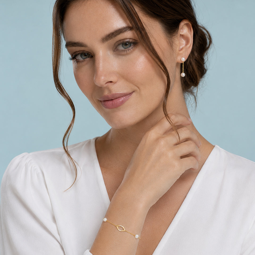 Kimono Pearl Bracelet in 18K Yellow Gold