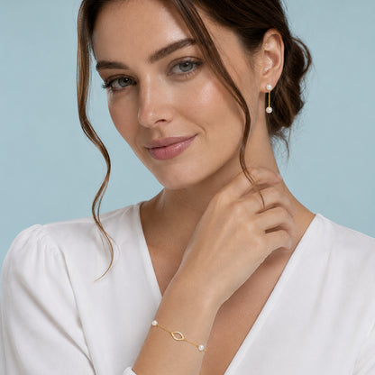 Kimono Pearl Bracelet in 18K Yellow Gold