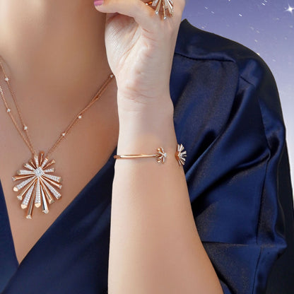 Carine Twin Starburst Diamond Bangle - Regular
