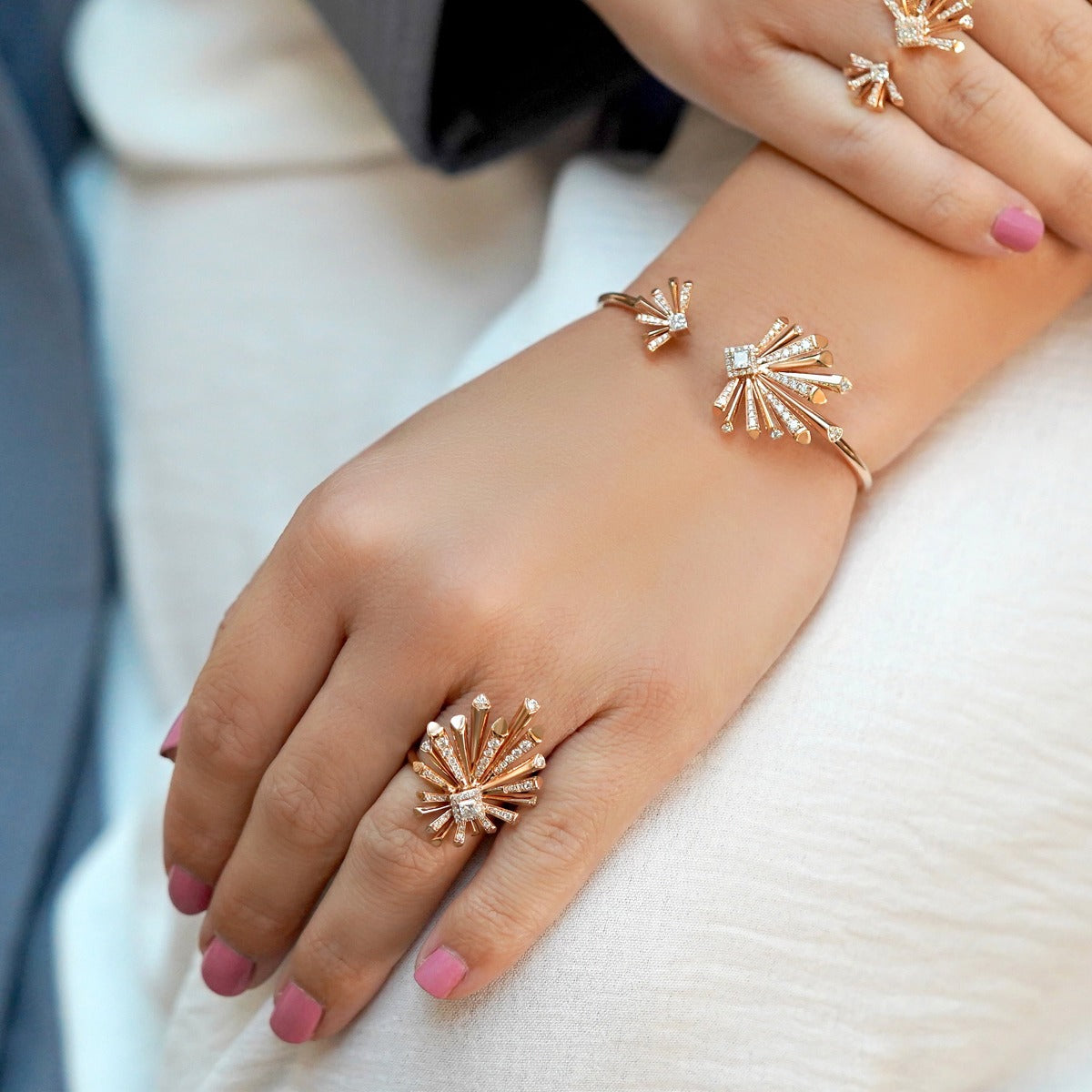 Carine Single Starburst Diamond Ring