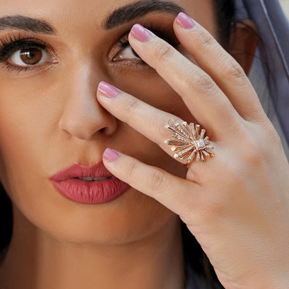 Carine Single Starburst Diamond Ring