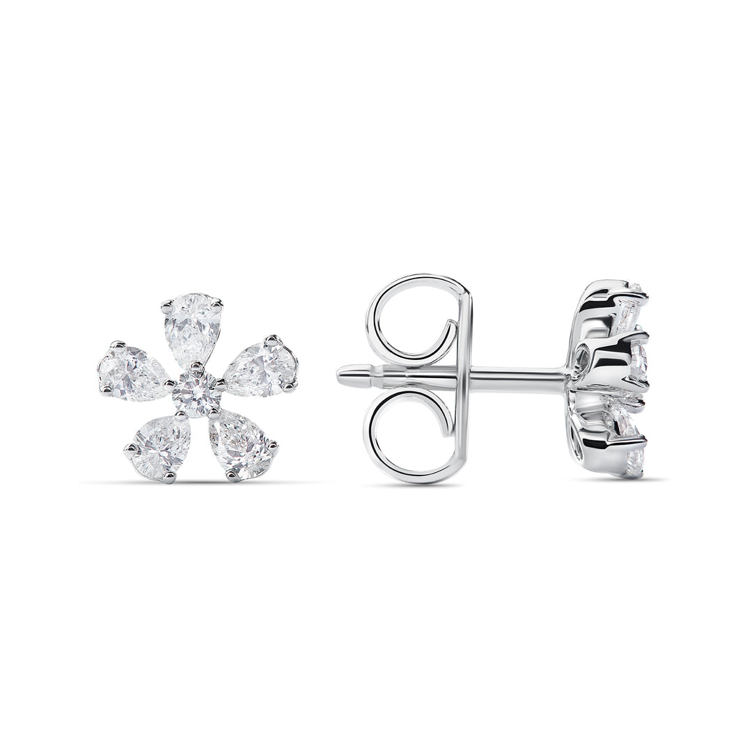 Red Carpet 5 Petals Flower Diamond Earring