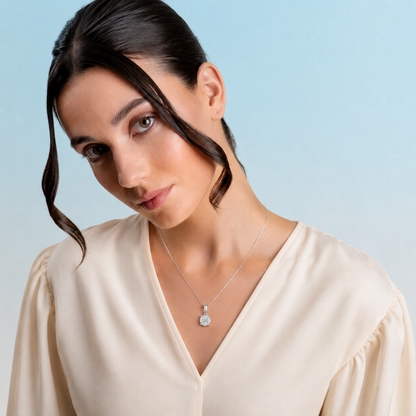 Daily wear diamond pendant in 18K white gold