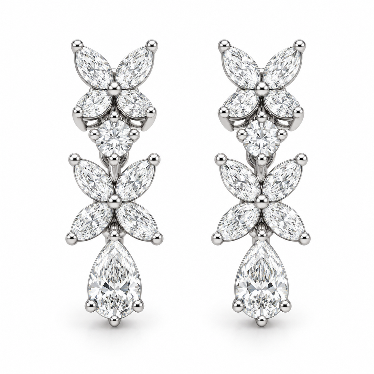 Diamond Butterfly Cascade Earrings