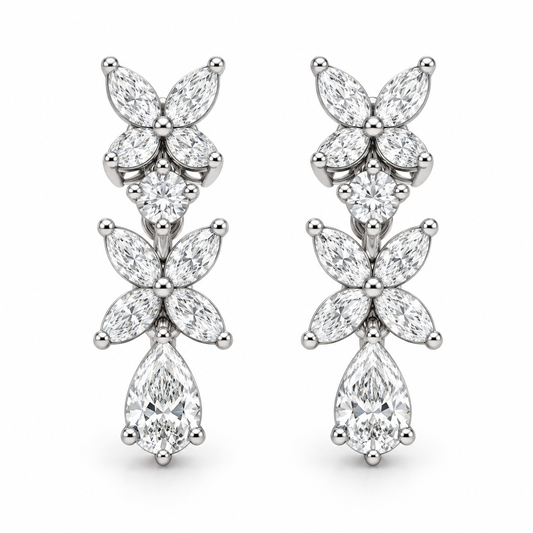 Diamond Butterfly Cascade Earrings