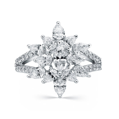 Red Carpet Pear and Marquise 2 Line Tapered Diamond Ring