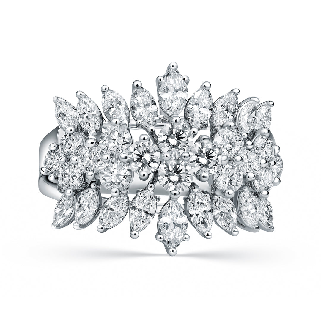Red Carpet Round and Marquise Diamond Cluster Ring