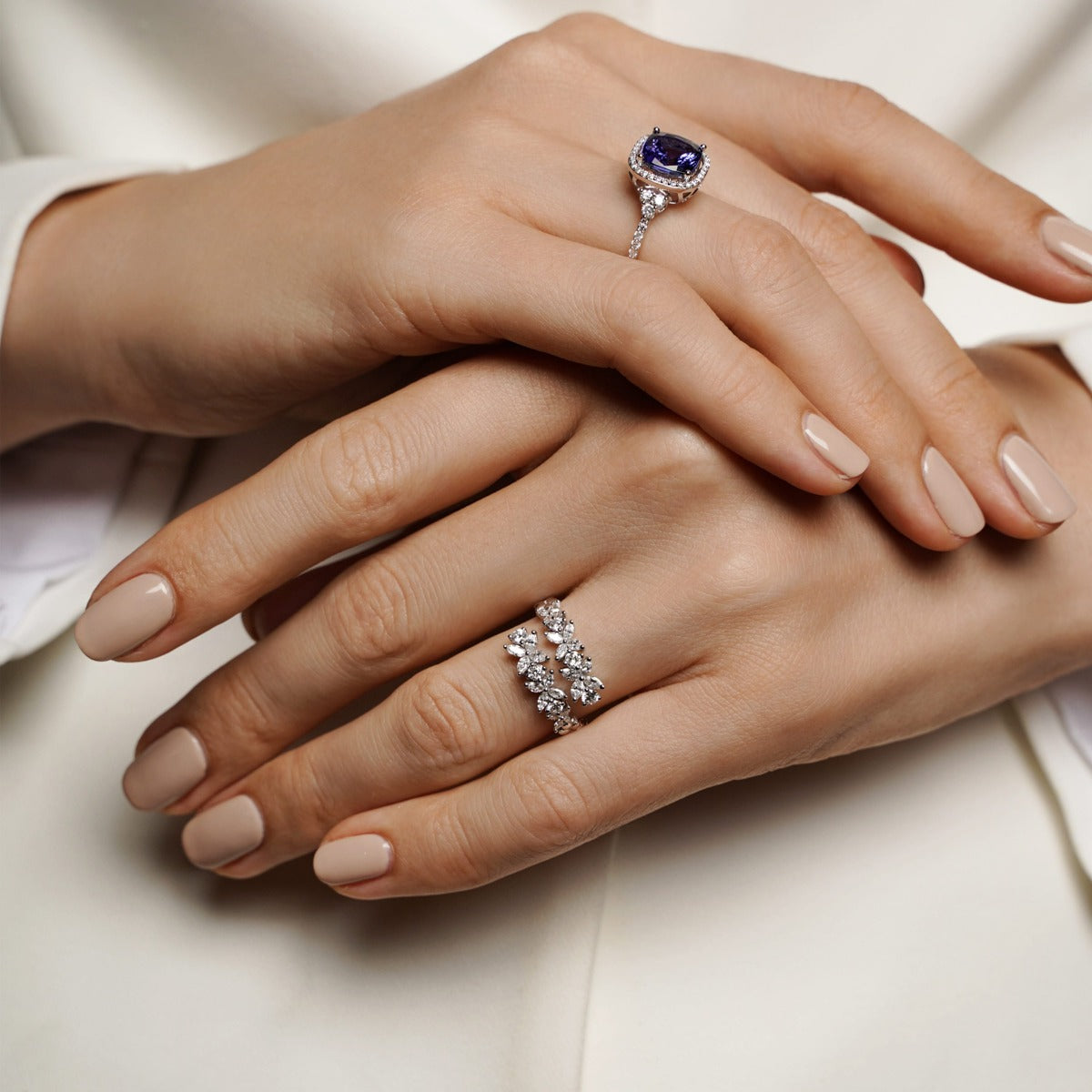 Red Carpet Round and Marquise Diamond Overlap Ring