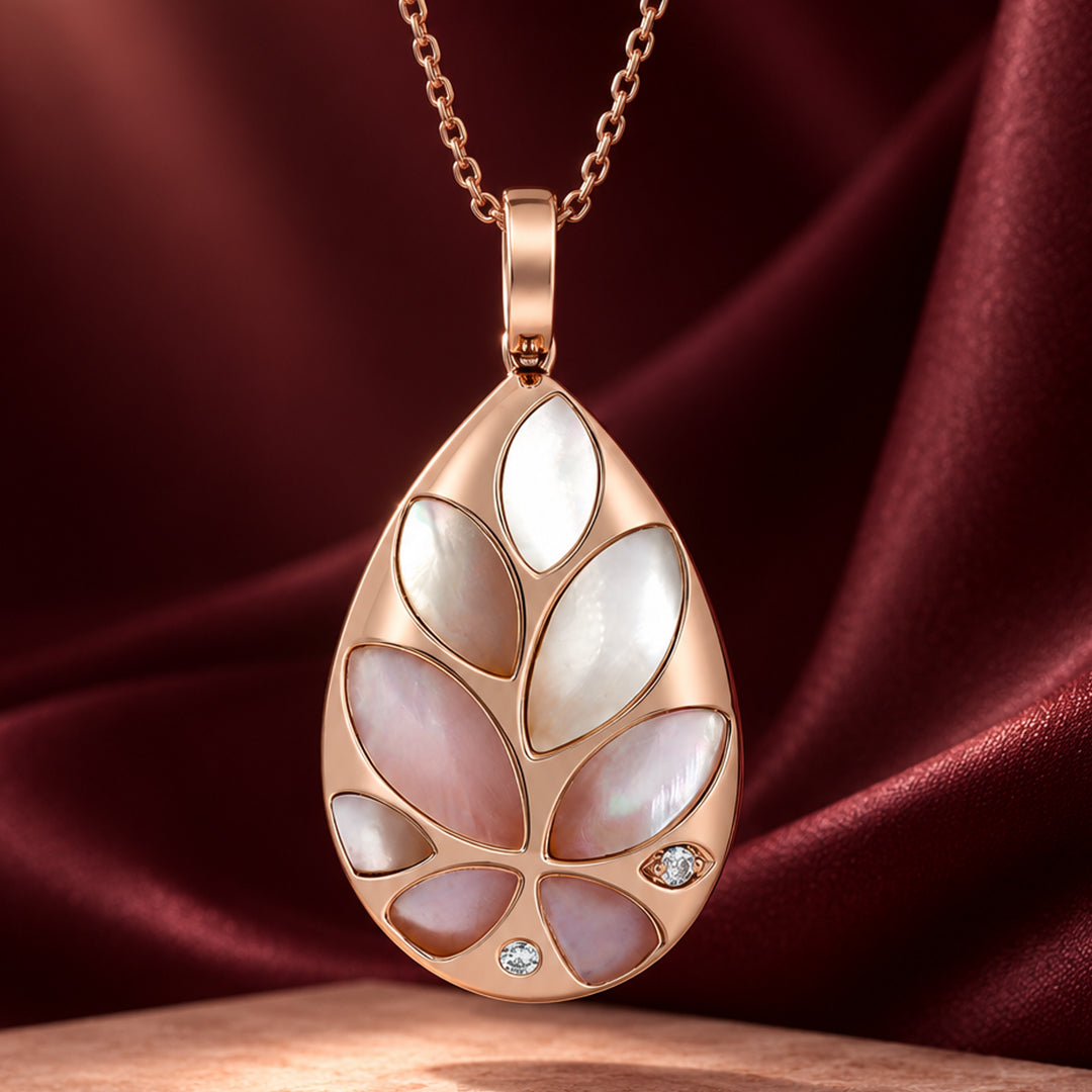 Rose Petal Mosaic Mother-of-Pearl Pendant