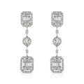 Mirage Emerald Cut Long Diamond Drop Earrings in 18K White Gold