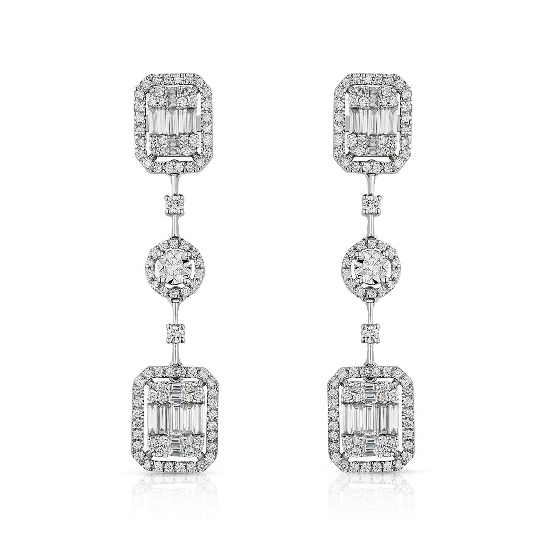 Emerald Cut diamond Necklace and Free Earrings - 1 line