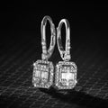 Mirage Emerald Cut Diamond Drop Earrings with Russian Clip in 18K White Gold