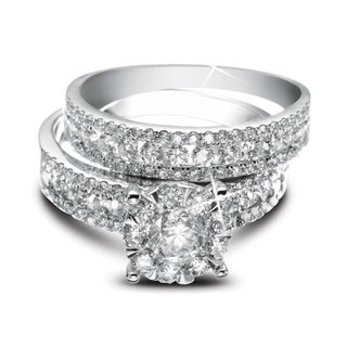 Engagement & Wedding Ring in 18K white gold and diamonds